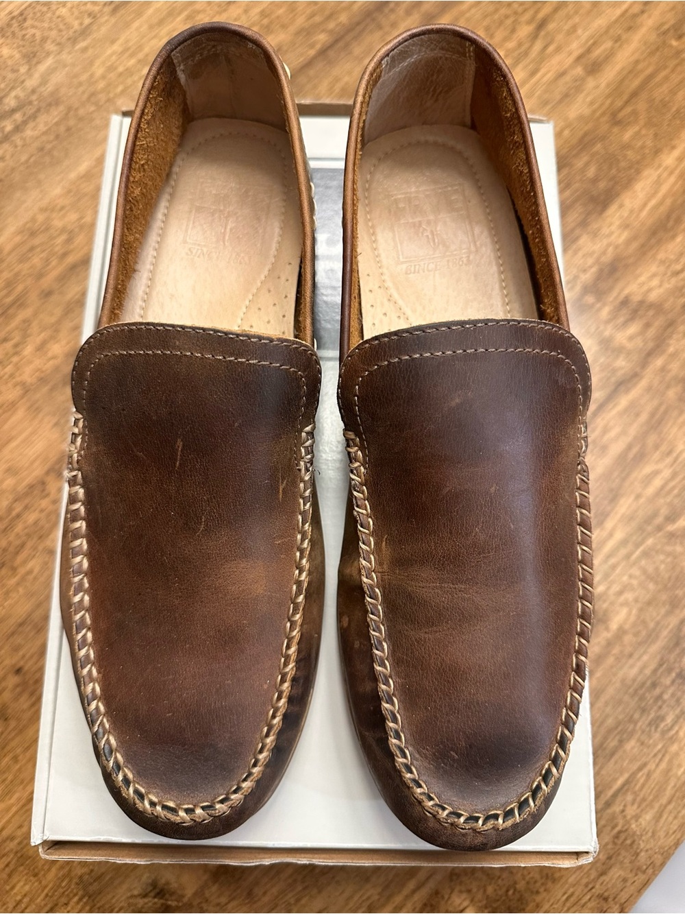 Men's Brown Leather Frye Lewis Venetian Slip-On Loafers